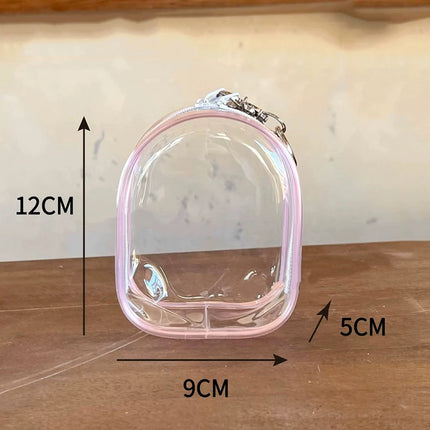 12cm PVC Transparent Storage Bag With Keychain Multicolor Cartoon Doll Display Box Dustproof Case Earphones Gift Organizer Bags