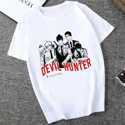 Japanese Anime Denji Tshirt Unisex Chainsaw women T Shirt Women Funny Cartoon Pochita Makima T-shirt Graphic Tees Tops Female 90