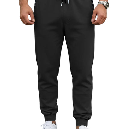 Spring/Autumn High-Quality Men's Sport Pants with Drawstring Cuffs and Zippered Pockets - Solid Color Elasticated Casual Pants