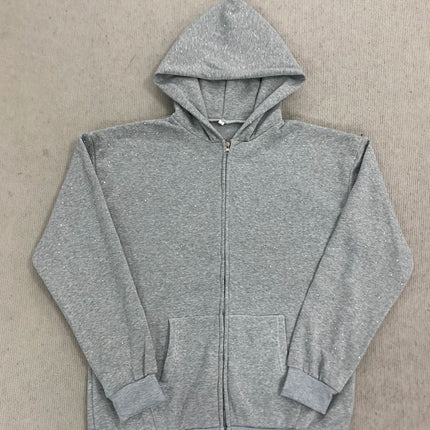 Gothic Rhinestone Inlaid Hoodie Solid Color Oversized Casual Jacket Trendy BF Style Fashion for Men And Women