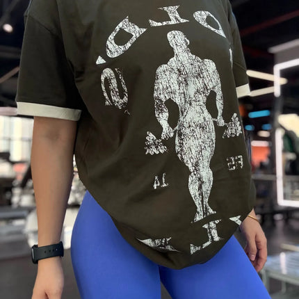 Men Fitness Cotton T-Shirt Printed - Summer Breathable Gym Running Top