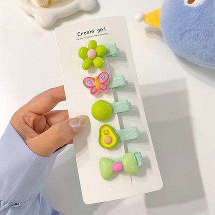 5PCS/Set Cute Cartoon Baby Girl Hair Clips Sweet Flower Bow Sided Clips Bangs Clips Kids Barrettes Hair Accessories