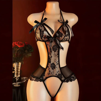 Purple Crotchless Babydolls & Chemises Hot Woman Sexy Bodysuit Teddy Lingerie Naughty Transparent Erotic Costume Porno Underwear