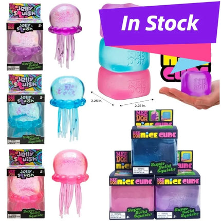 Schylling Needoh Fuzz Ball Jellyfish Squishy Blind Box Random Color Soft Stress Relief Toy Cute Relaxing Squeeze Sensory Toy