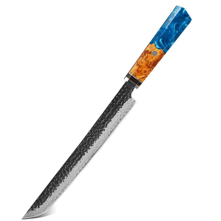 TURWHO 10.5" Hand Forged Japanese Damascus Steel Kitchen Chef Knives DIY Handle Fish Fillet Sushi Salmon Sashimi Slicing Knife