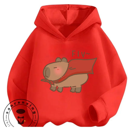 Kids Capybara Street Casual Hoodie Boys Girls Autumn Winter Cute Kawaii Fashion Cartoon Outdoor Tops 3 14 Years