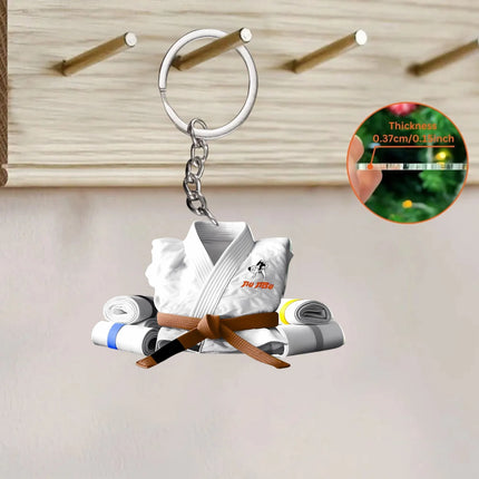 2D Judo Suit Keychain Jiu-Jitsu Themed Pendant Flat Acrylic Ornament Charms Karate Hanging Decoration for Bag Party Festive Gift