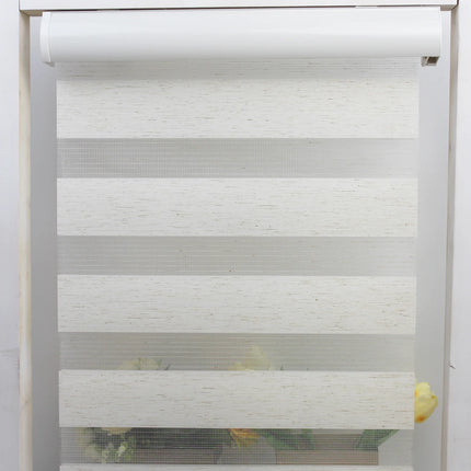 Decopedia Custom Made Zebra Blinds for Windows Motorized Roller Blinds Blackout Day and Night Window Blinds for Sliding Door