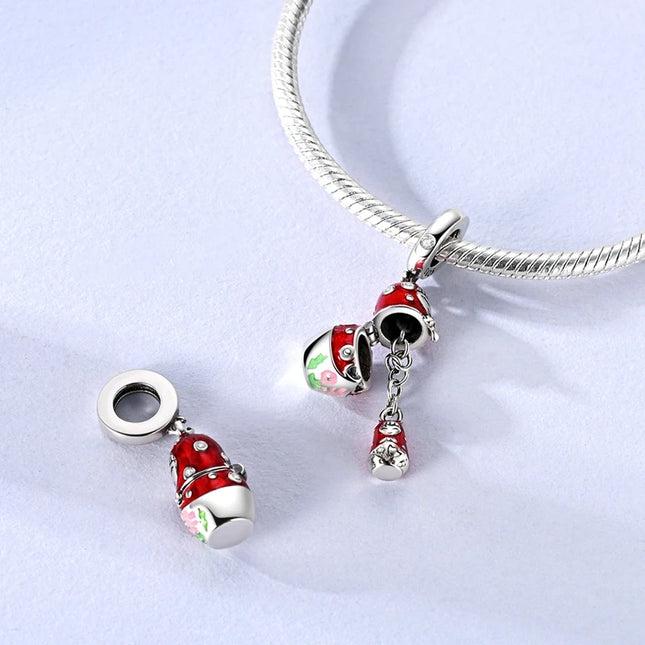 2025 Hot Sale Charmsred Little Girl The Nesting Doll Can Be Opened Dangle Pendants Fit Bangle Bracelet Necklace DIY Jewelry