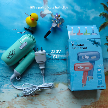 Children's Foldable Hair Dryer 450w Power, High Air Volume, Quick Drying, Student Dormitory, Convenient For Home Use And Travel