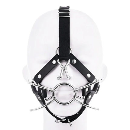Leather Restraints Head Harness Nose Hook Oral Fixation Open Mouth Gag BDSM Bondage Erotic Adult Games Roleplay Couples Sex Toys