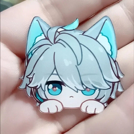 Game Impact Fontaine Neuvillette Wriothesley Rabbit Ears Small Hands Acrylic Badge Backpack Button Brooch Accessories Gifts