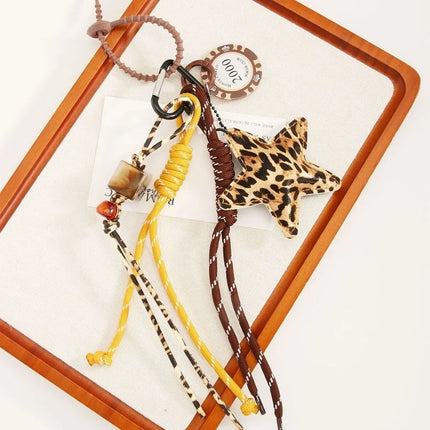 Funny Elegant Starfish Tassel Keychain Alloy Leopard Print Leather Tulip Pendants Cartoon Frog Beaded Bag Pendant Party