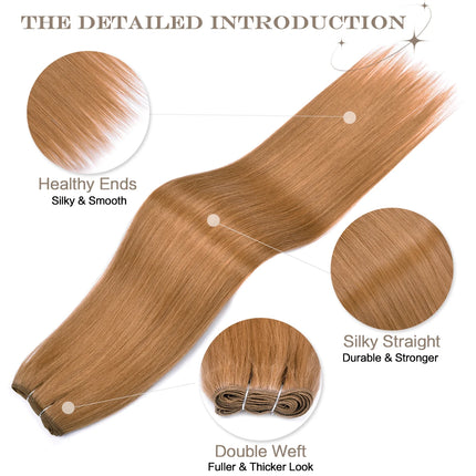Synthetic Long Straight Hair Bundles Extensions Smooth Ombre Brown Hair Weaving Synthetic Straight Hair Bundles Full to End