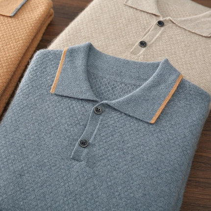 100% Goat Cashmere T-shirt Men's POLO Collar Short Sleeve Pullover 2025 Spring/Autumn New Fashion Knit Business Casual Tank Tops