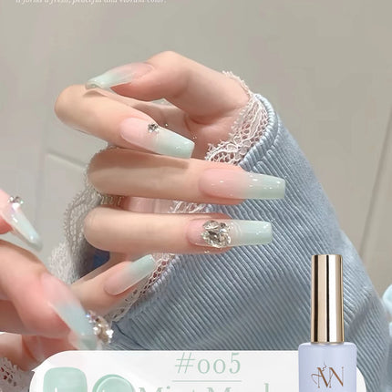MN 12ML 1-12PCS Chinese Style Turquoise Gel Nail Polish 2026 New Ice Transparent Green Jelly Gel Polish Yellow Green Nails