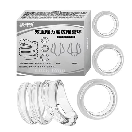 Male Penis Sleeves Adult Sex Toys Foreskin Corrector Resistance Ring Delay Ejaculation Cock Rings C-shaped Semen Lock Rings