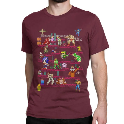 Fun Arcade Game Collage T-Shirts Men Women's Crew Neck Cotton T Shirts FC Console Game Short Sleeve Tees Plus Size Clothes