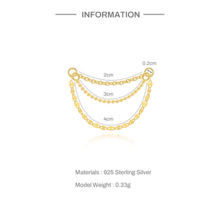 CANNER 1PC 925 Sterling Silver Chain Tassel Piercing Earrings Chain Charm Accessories For Woman Shiny Earring Fine Jewelry Gift