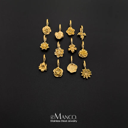 eManco Gold Color Stainless Steel Diverse Flower Charms Natural Style for DIY Jewelry  Everyday Use Factory Direct Sales
