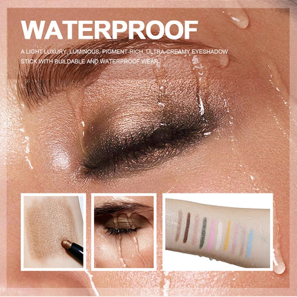10 Colors Longwear Crease-proof Eyeshadow Pencil Stick Lasting Glitter Shimmer Matte Eye Shadow Highlighter Pen Eyes Makeup Too