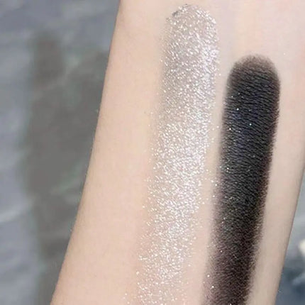 6 Colors Eye Shadow Palette Punk Smoky Black Glitter Pearly Eyeshadow Palette Korean Shiny Blue Eyeshadow Contour Blush Makeup