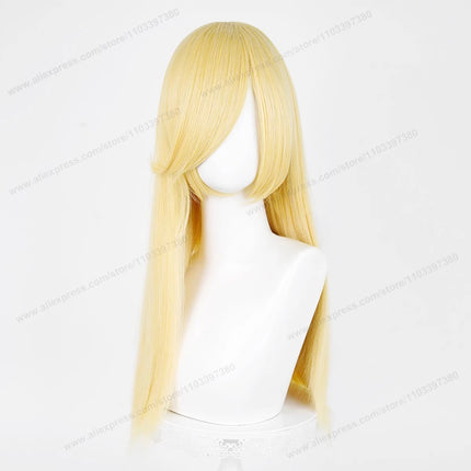 60cm Long Straight Cosplay Synthetic Wig With Bangs Golden Yellow Green Blonde Purple Heat Resistant Hair Anime Wigs + Wig Cap