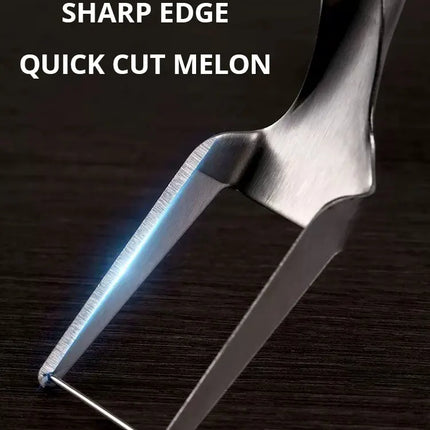 1pc Multi-purpose Portable 2In1 Watermelon Fork Slicer Watermelon Slicer Cutter Knife Stainless Steel Kitchen Fruit Cutting Fork