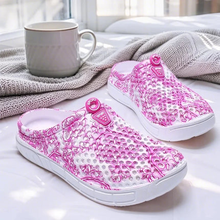 Hand-Painted Chinese Style Sandals, Non-Slip Breathable Slippers, Couple's Fashion Clogs with Oriental Patterns
