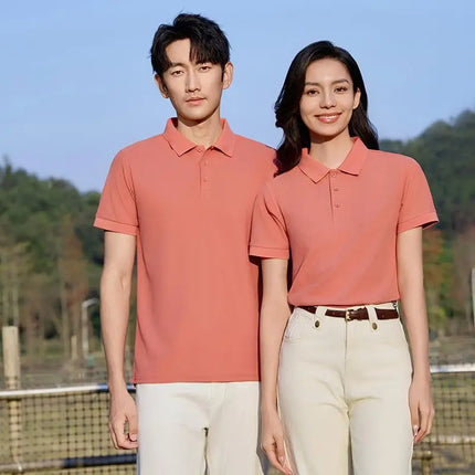 Summer 100% cotton overalls polo shirt custom company logo embroidered lapel short-sleeve T-shirt printing