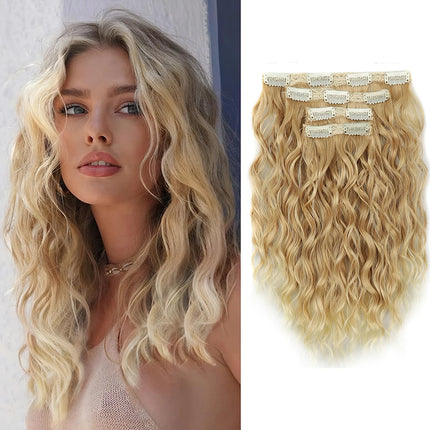 4-Piece Set of 11 Clip-In Hair Extensions, Clip-In Hair Extensions, 12 Inch Synthetic Clip-In Short Soft Natural Wigs High-Tempe