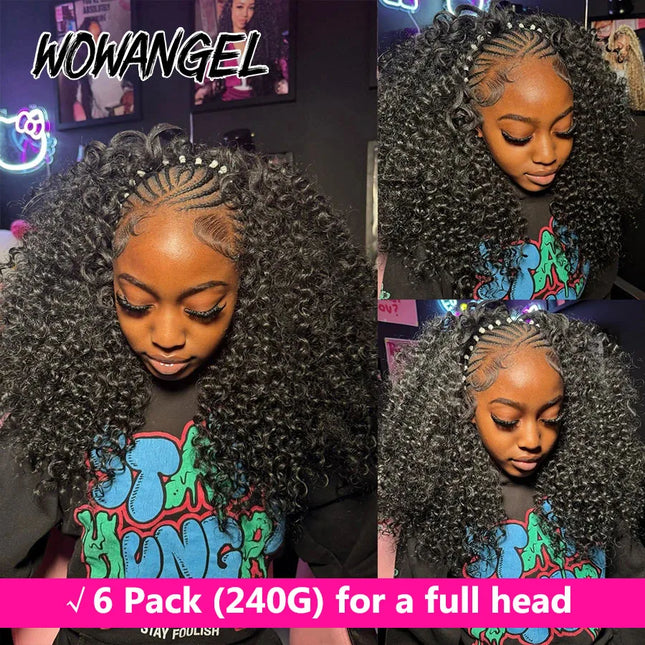 Deep Wave Crochet Human Hair For Braiding Curly Invisible Knot Pre-Separated Knotless Crochet Human Hair Extensions With String