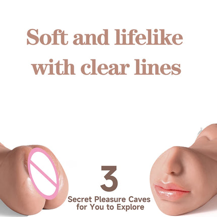 3D Flesh The Light Male Masturbation Artificial Vagina Ass mouth Silicone 3 In 1 Adult Sex Toy Doll For Man Pocket Pussy Ass