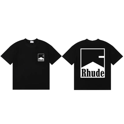 Streetwear Trend Rhude T-shirt Casual Logo Print Short Sleeve Summer Men Women High Quality Cotton Top Tee