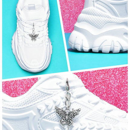 Women's Lightweight 7cm White Thick-Soled Trbottomyy Versatile Fashionable Casual Vulcanized Shoes with Silver Butterfly Decorative Pendant Chain Shoes High Water Platform Trbottomyy Versatile White Women's Comfortable Soft-S