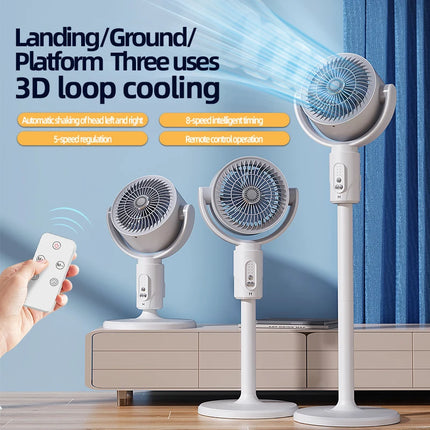 Electric fan Air turbine circulation fan Floor fan Adjustable height shaking head five-speed adjustment silent fan