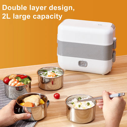 Electric Lunch Box 200W Rapid Heating Auto Shut Off Portable Food Heater with 4 Stainless Steel Containers for Work Travel
