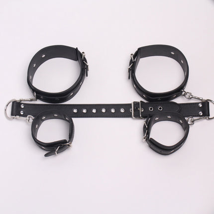 Black Leather Bondage Handcuffs Arm Cuffs Restraints Straps Hand Belt Cuffs Slave BDSM Exotic Sex Toys for Adults Couple Games