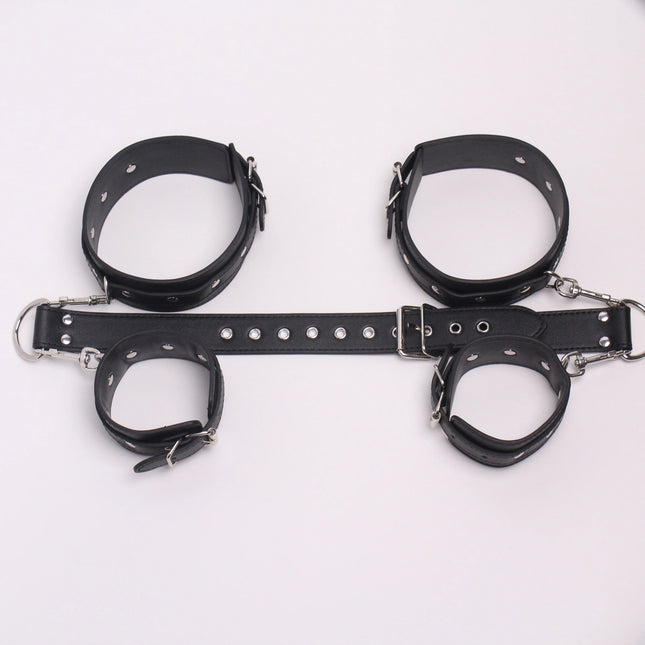 Black Leather Bondage Handcuffs Arm Cuffs Restraints Straps Hand Belt Cuffs Slave BDSM Exotic Sex Toys for Adults Couple Games