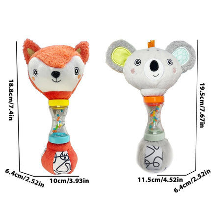 Fox & Koala Hand Rattle Toy for Kids,Enhances Grip & Motor Skills,Perfect for Tummy Time,Birthday& Holiday Gift for Baby