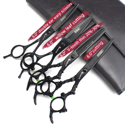 Sharonds 6/7/8 Silver Black Dragon Handle Hair Salon Hairdressing Scissors High Quality 440c Steel Professional Cutting Scissors
