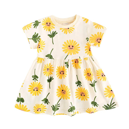 Sanlutoz Summer Short Sleeve Baby Girls Dress Little Kids Dresses Soft Clothing Holiday Casual