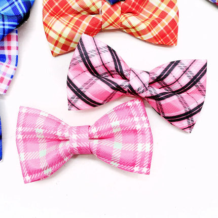 50pcs Plaid Style Dog Bowties For Collar Removable Small Dog Cat Bowties Collar Accessories For Dogs Grooming Pet Supplies