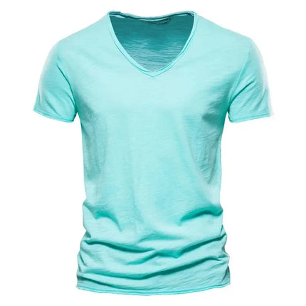 New 100% Cotton Men T Shirt Tops V Neck Thin Short Sleeve Tees High Quality Men's Fashion Fitness Hot T-shirt For Men Size S-5XL