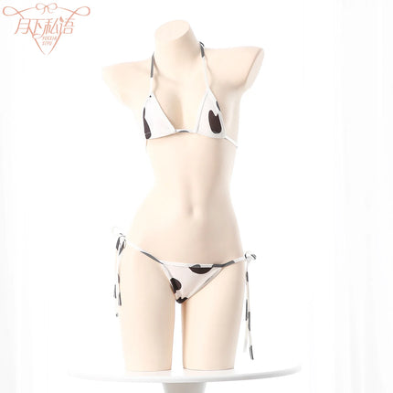 Sexy Japanese Style Mini Bandage Bikini Set Three-Point Strap Bra G-string Polyester Fabric Women's Underwear
