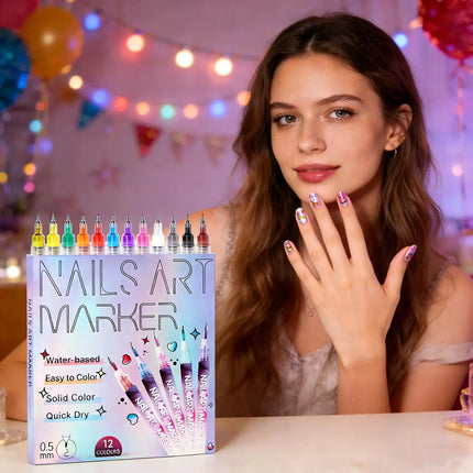 Nail Polishs Pens 12 Pieces Long Lasting Quick Dry Beauty Supplies Nail Paint Pens For Girls Women Teens Mothers Practice Salon