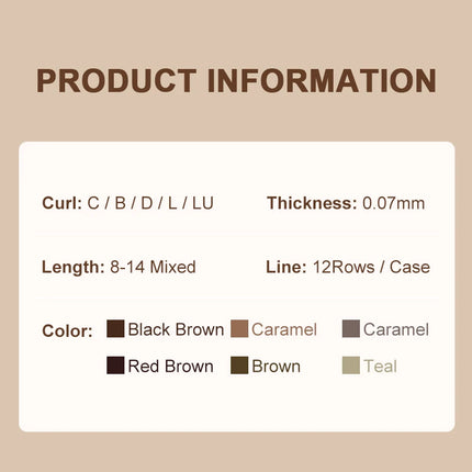 NATUHANA Caramel Colored Lashes Extension Individual Faux Mink Colour False Eyelashes Brown Teal Mocha Lashes For Makeup Tools