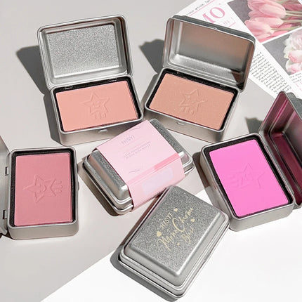 4 colors available iron box monochrome blush, peach color brightening skin tone matte blush plate, modify the outline color does