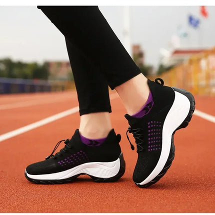 Outdoor Women Walking Sneakers Fashion Jogging Sock Shoes Youth Girls Trainers Breathable Ladies Platform Non-Slip Light Loafers