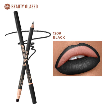 1pc Beauty Glazed Artist Velvet Lipliner Pencil With Sponge brush,Weightless Precise Liner with Super Soft Blendable Texture